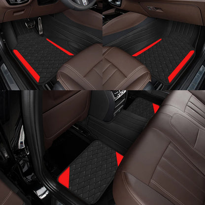 4pcs Luxury Carpet Floor Mat Set For Left-Hand Drive Universal Car Mat Protection Pad Pu Leather For Wear-Resistant Non Slip