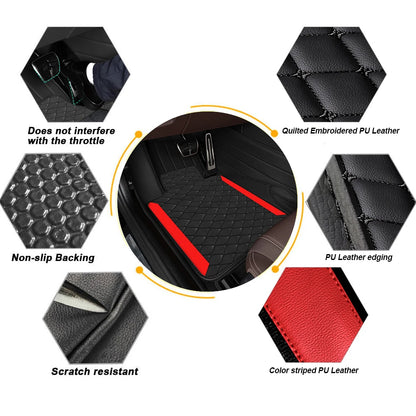 4pcs Luxury Carpet Floor Mat Set For Left-Hand Drive Universal Car Mat Protection Pad Pu Leather For Wear-Resistant Non Slip